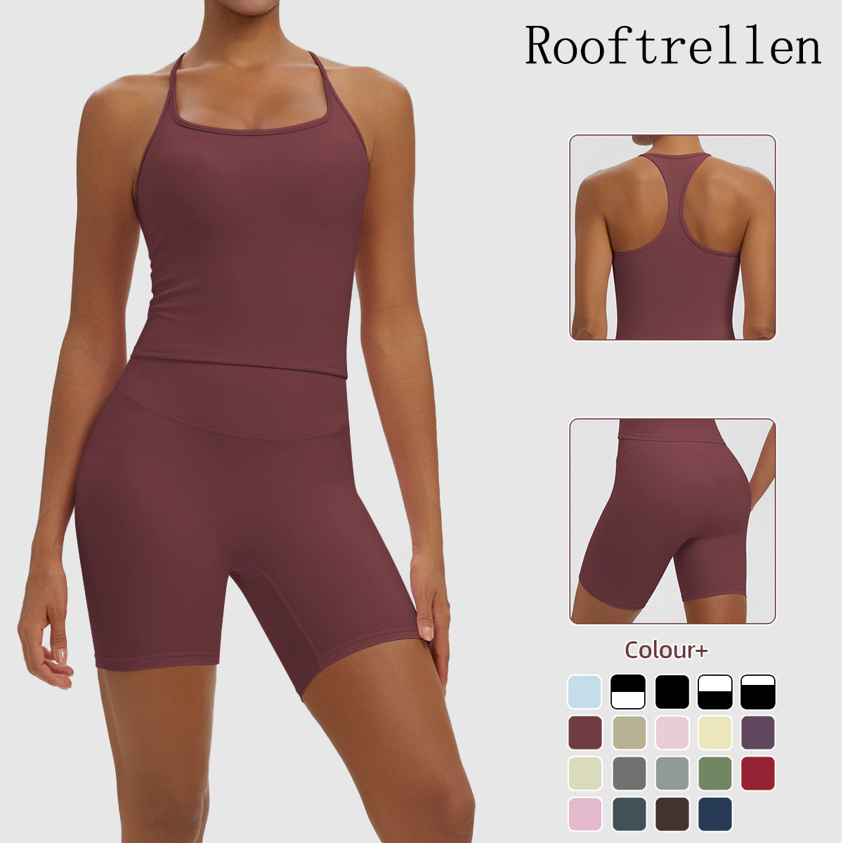Herbal Yoga - Rooftrellen 2-delige sexy effen kleur yoga